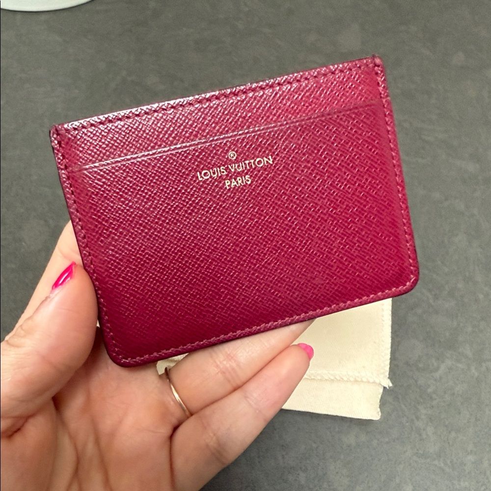 Louis Vuitton Saffiano Leather Pink Card Holder